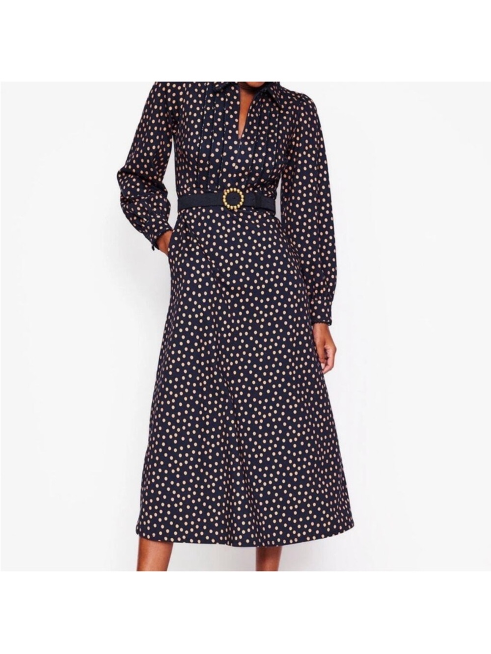 Boden Polka Dot Ponte Midi Dress
